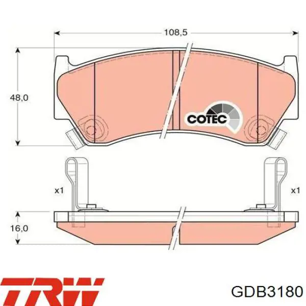 Klocki hamulcowe przednie tarczowe TRW GDB3180 cena, od 24,59 USD