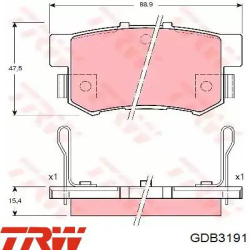 Okładziny (klocki) do hamulców tarczowych tylne TRW GDB3191 cena, od 17,70 USD
