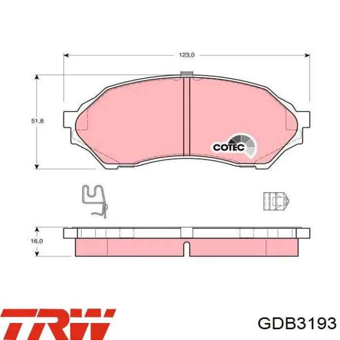 Klocki hamulcowe przednie tarczowe TRW GDB3193 cena, od 26,07 USD