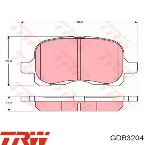 Klocki hamulcowe przednie tarczowe TRW GDB3204 cena, od 24,65 USD