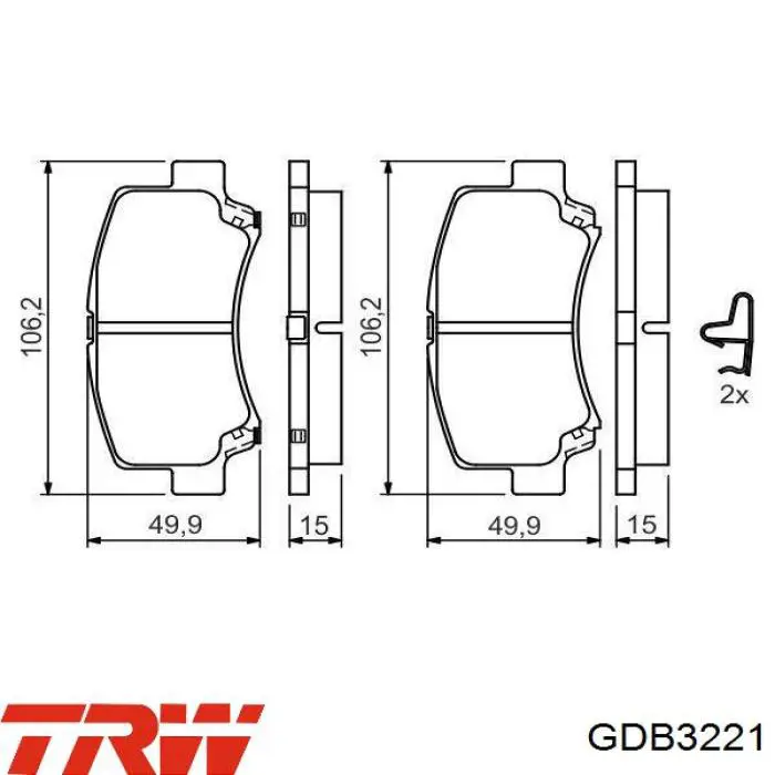 Do koszyka GDB3221 TRW Klocki hamulcowe przednie tarczowe
