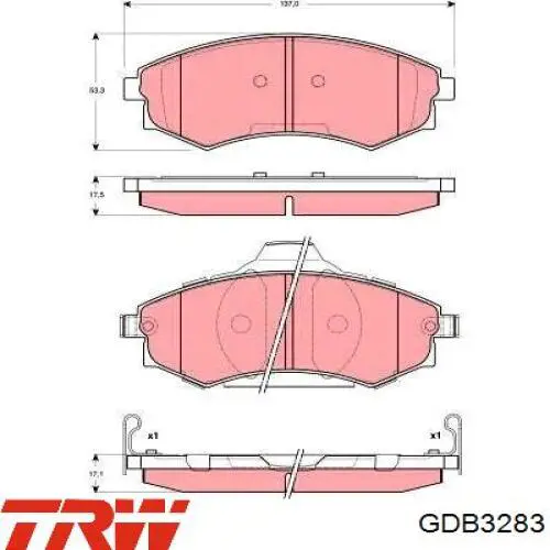 Klocki hamulcowe przednie tarczowe TRW GDB3283 cena, od 25,70 USD