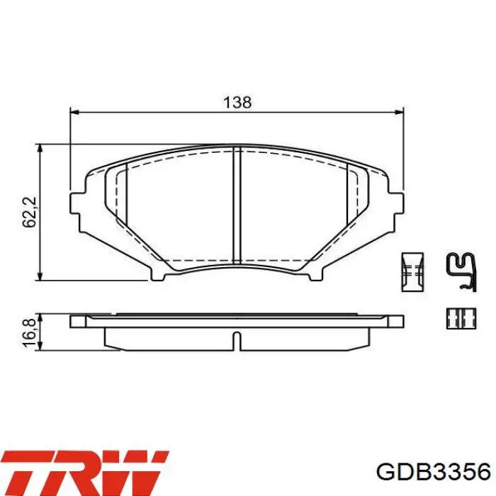 Klocki hamulcowe przednie tarczowe TRW GDB3356 cena, od 40,23 USD