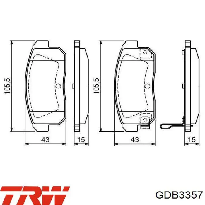 Okładziny (klocki) do hamulców tarczowych tylne TRW GDB3357 cena, od 31,96 USD