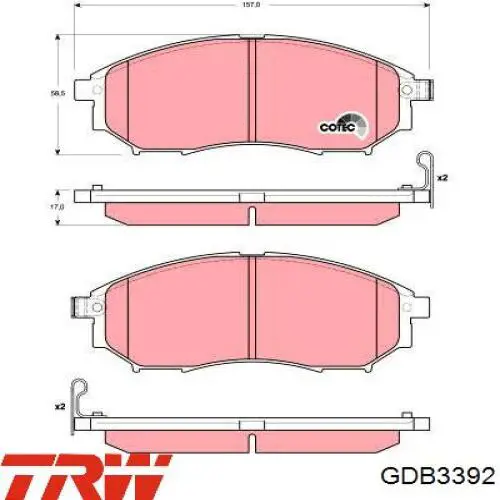 Klocki hamulcowe przednie tarczowe TRW GDB3392 cena, od 30,19 USD