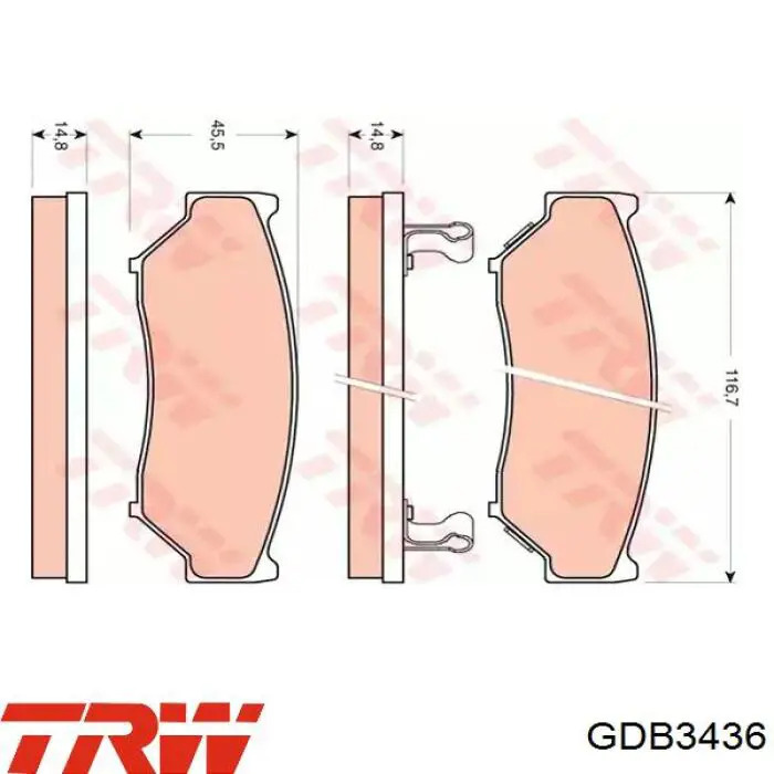 Klocki hamulcowe przednie tarczowe TRW GDB3436 cena, od 19,38 USD