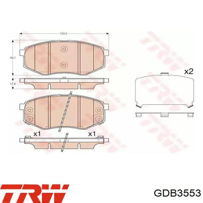 Klocki hamulcowe przednie tarczowe TRW GDB3553 cena, od 27,33 USD