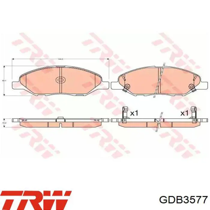 Klocki hamulcowe przednie tarczowe TRW GDB3577 cena, od 25,88 USD