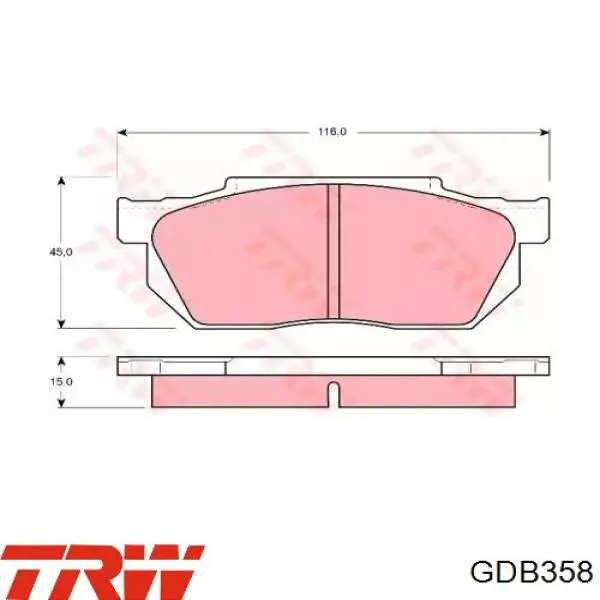 Klocki hamulcowe przednie tarczowe TRW GDB358 cena, od 23,35 USD