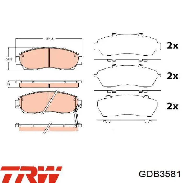 Klocki hamulcowe przednie tarczowe TRW GDB3581 cena, od 27,91 USD