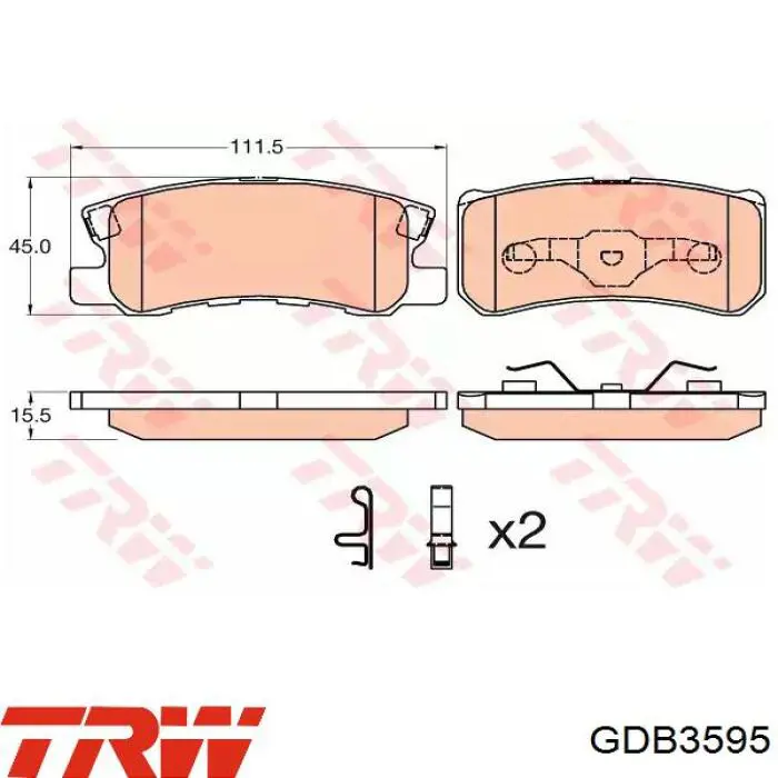 GDB3595 TRW okładziny (klocki do hamulców tarczowych tylne)