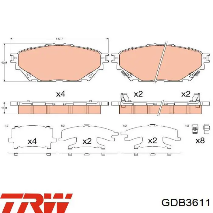 MK585740 Mitsubishi Klocki hamulcowe przednie tarczowe