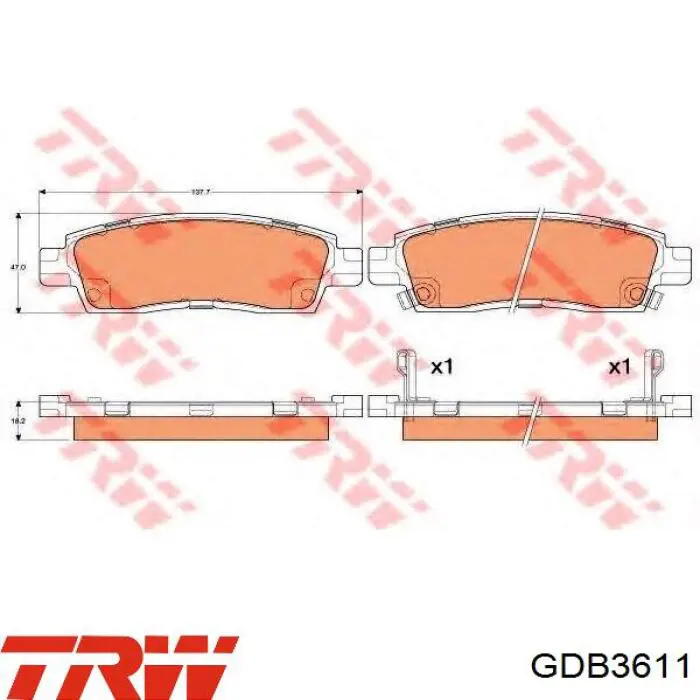 GDB3611 TRW Klocki hamulcowe przednie tarczowe