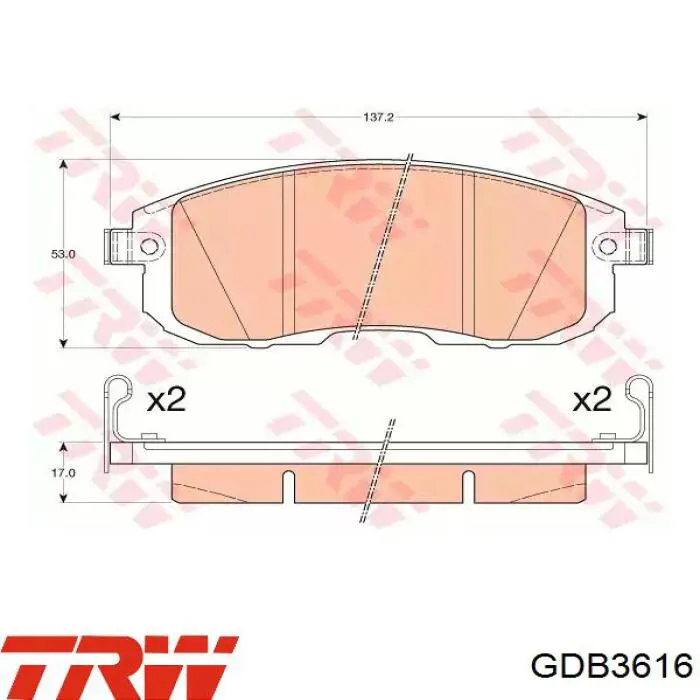 GDB3616 TRW Klocki hamulcowe przednie tarczowe