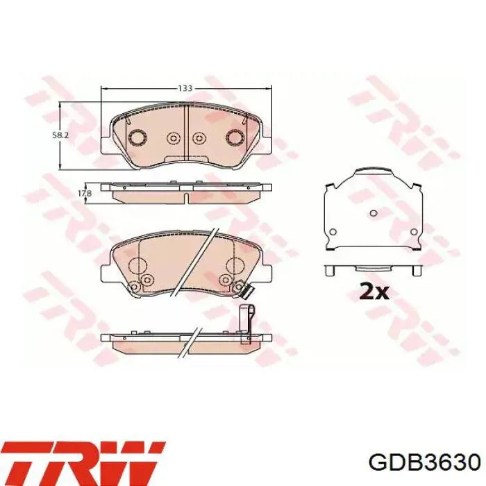 GDB3630 TRW Klocki hamulcowe przednie tarczowe