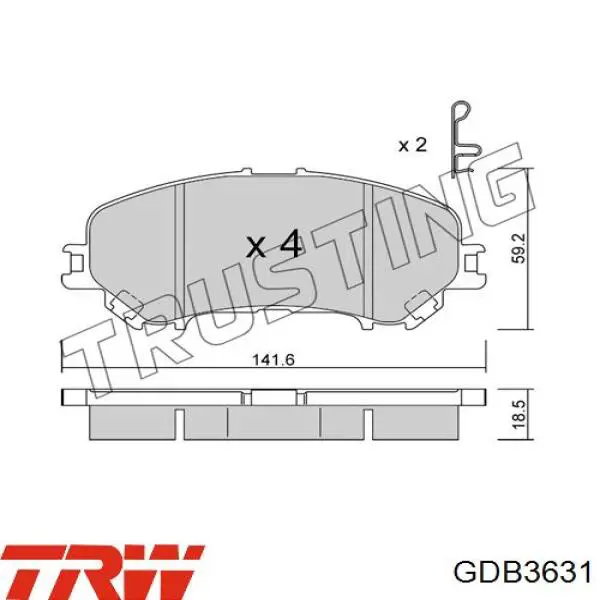 Klocki hamulcowe przednie tarczowe TRW GDB3631 cena, od 26,82 USD