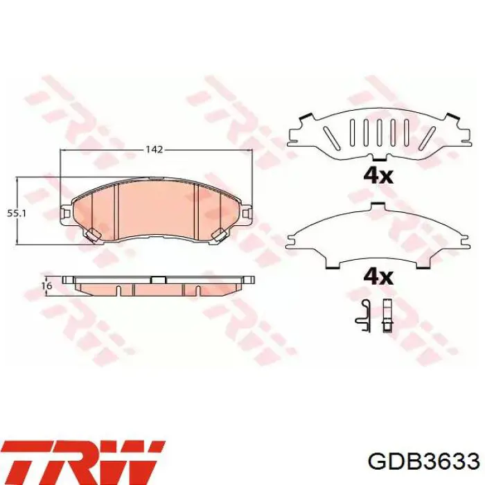 GDB3633 TRW Klocki hamulcowe przednie tarczowe