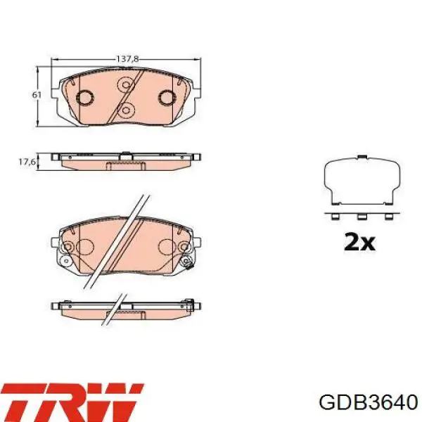 Klocki hamulcowe przednie tarczowe TRW GDB3640 cena, od 27,81 USD