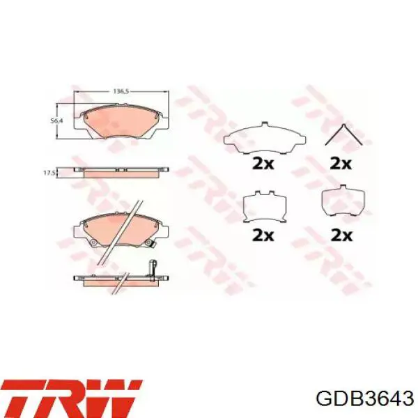 GDB3643 TRW Klocki hamulcowe przednie tarczowe