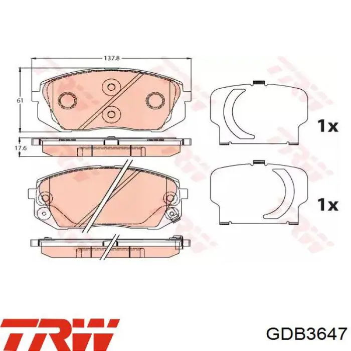GDB3647 TRW Klocki hamulcowe przednie tarczowe
