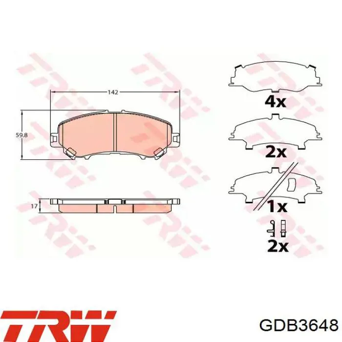 GDB3648 TRW Klocki hamulcowe przednie tarczowe