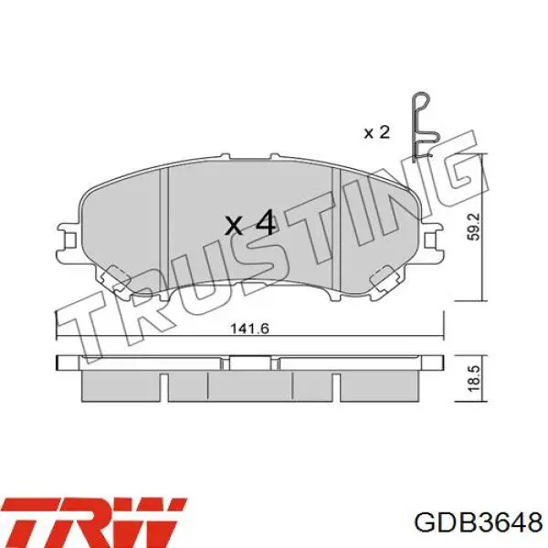 Klocki hamulcowe przednie tarczowe TRW GDB3648 cena, od 26,82 USD