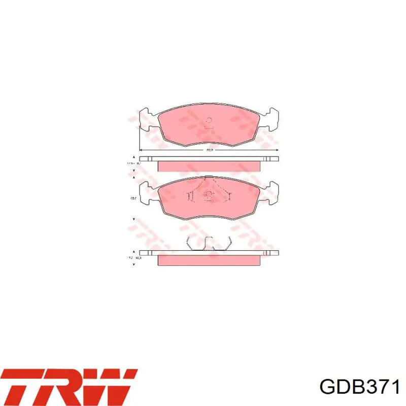 Klocki hamulcowe przednie tarczowe TRW GDB371 cena, od 26,34 USD