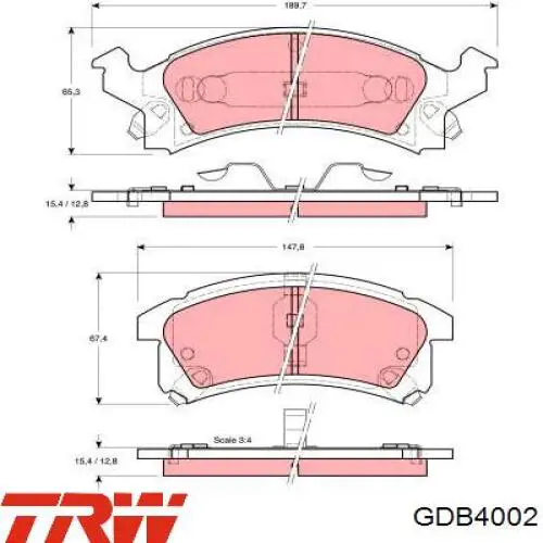 Klocki hamulcowe przednie tarczowe TRW GDB4002 cena, od 20,44 USD