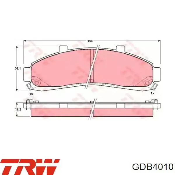 Klocki hamulcowe przednie tarczowe TRW GDB4010 cena, od 41,34 USD