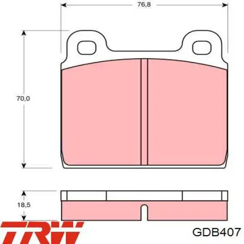 Klocki hamulcowe przednie tarczowe TRW GDB407 cena, od 24,22 USD