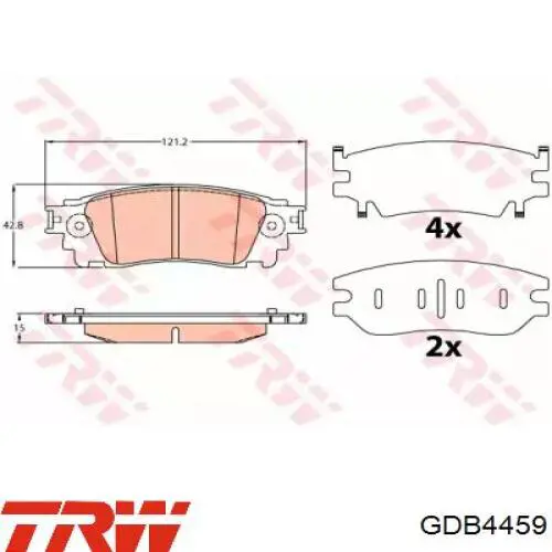 Okładziny (klocki) do hamulców tarczowych tylne TRW GDB4459 cena, od 26,84 USD