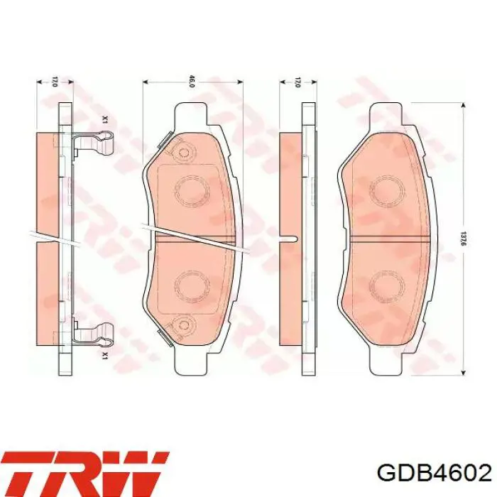 Okładziny (klocki) do hamulców tarczowych tylne TRW GDB4602 cena, od 27,67 USD
