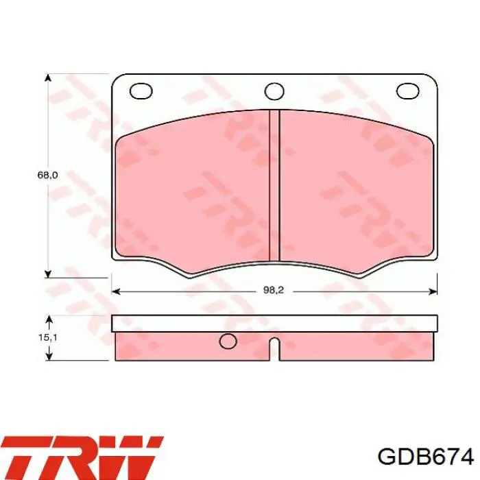 Klocki hamulcowe przednie tarczowe TRW GDB674 cena, od 37,28 USD