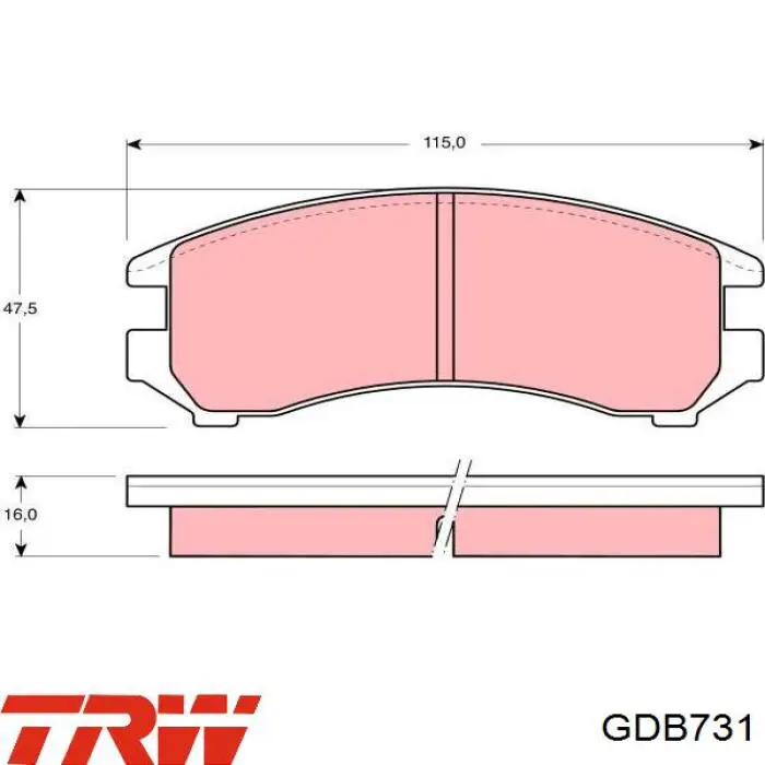Do koszyka GDB731 TRW Klocki hamulcowe przednie tarczowe
