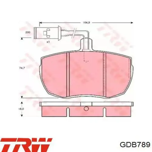Klocki hamulcowe przednie tarczowe TRW GDB789 cena, od 33,89 USD