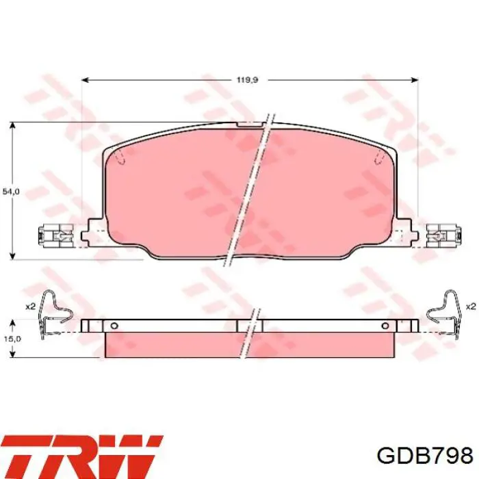 Klocki hamulcowe przednie tarczowe TRW GDB798 cena, od 28,34 USD