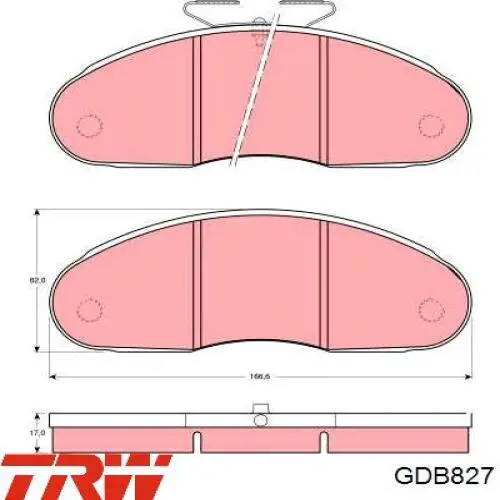 Do koszyka GDB827 TRW Klocki hamulcowe przednie tarczowe
