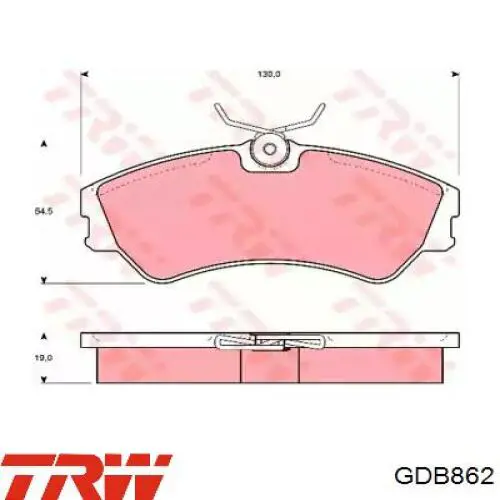 Do koszyka GDB862 TRW Klocki hamulcowe przednie tarczowe