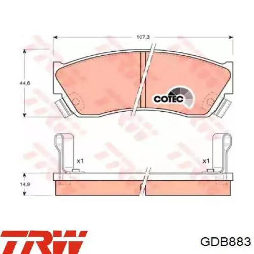 Klocki hamulcowe przednie tarczowe TRW GDB883 cena, od 25,82 USD