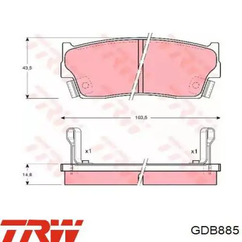 Klocki hamulcowe przednie tarczowe TRW GDB885 cena, od 26,58 USD
