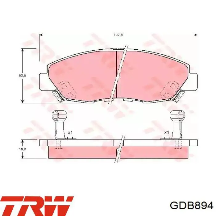 Klocki hamulcowe przednie tarczowe TRW GDB894 cena, od 28,30 USD