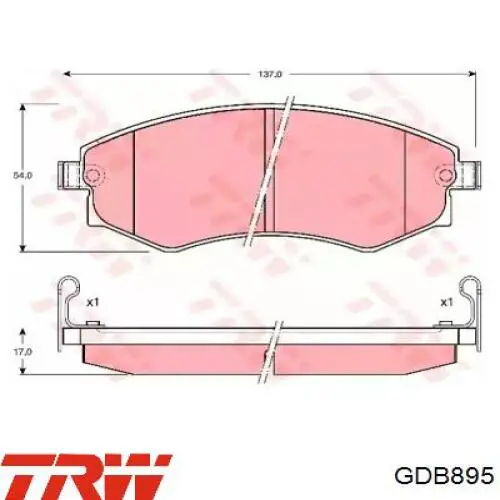 Klocki hamulcowe przednie tarczowe TRW GDB895 cena, od 34,30 USD