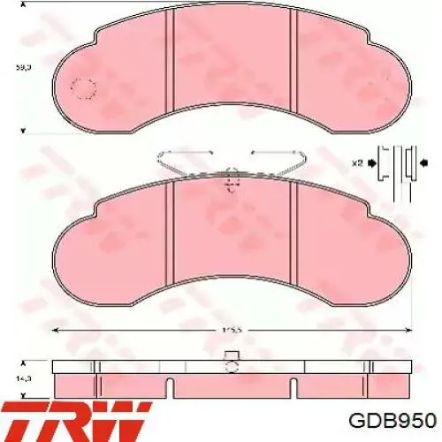 Klocki hamulcowe przednie tarczowe TRW GDB950 cena, od 32,04 USD