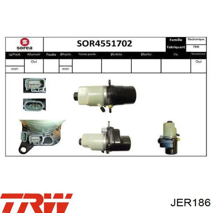 Do koszyka JER186 TRW Pompa wspomagania hydraulicznego kierownicy