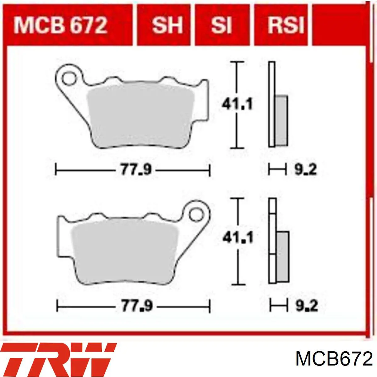 Okładziny (klocki) do hamulców tarczowych tylne TRW MCB672SH cena, od 44,52 USD