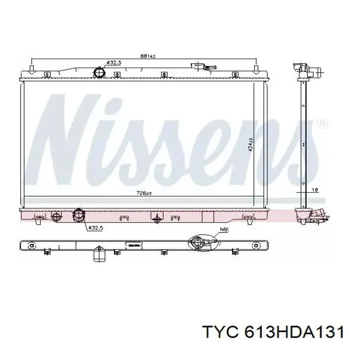 613HDA131 TYC chłodnica silnika
