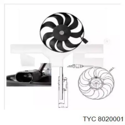 Wentylator elektryczny układu chłodzenia, kompletny (silnik+wirnik) prawy TYC 8020001 cena, od 114,51 USD