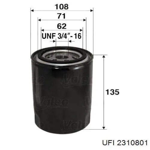 Filtr oleju UFI 2310801 cena, od 17,35 USD