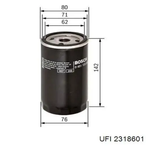 2318601 UFI Filtr oleju