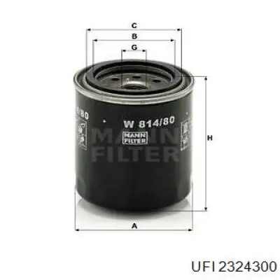 Filtr oleju UFI 2324300 cena, od 7,39 USD
